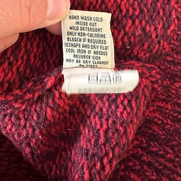 L.L. Bean 100% Lambswool Full Double Zip Knit Cardigan Sweater Size S Red Winter - Picture 6 of 13
